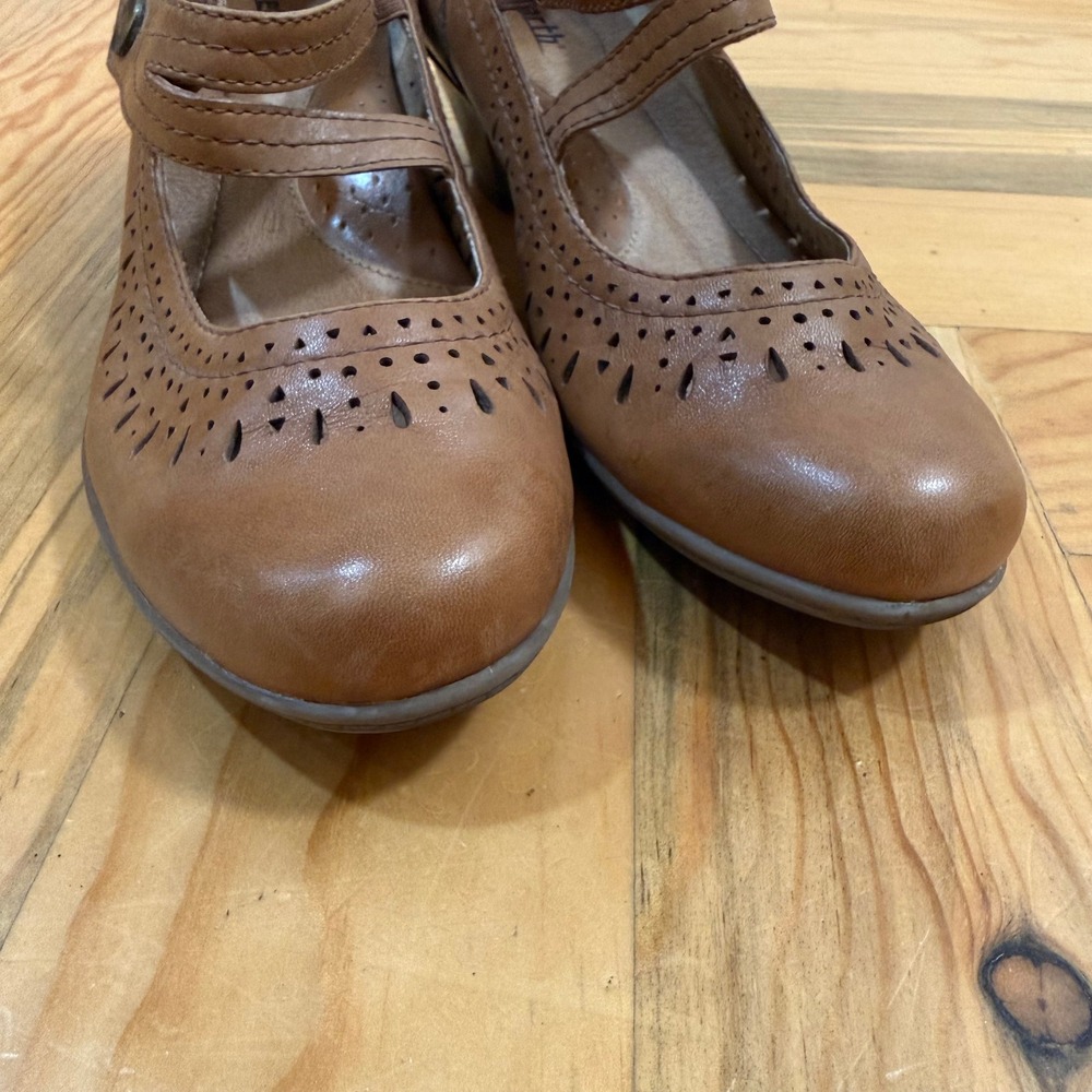 Earth Dione Alpaca Leather Light Brown Cutout Strappy Mary Jane Shoes Size 8.5 - Picture 6 of 10